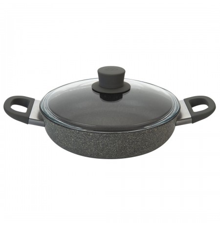 Keptuvė BALLARINI Murano gili su dviem rankenom ir dangčiu granito 28 cm 75002-973-0