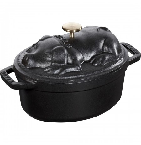Staub oval cast iron pot suckling pig - 1 ltr, Black
