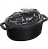 Staub oval cast iron pot suckling pig - 1 ltr, Black