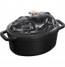 Staub oval cast iron pot suckling pig - 1 ltr, Black
