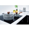 PROMIS Set of pots GRANITE, saucepan 16 cm, pots 20,24,28 brown handles
