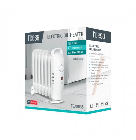 Teesa TSA8035 Electric Oil Heater White 800 W