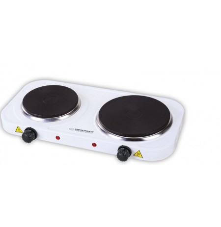 Cooker electric Esperanza YELLOWSTONE EKH007W (Electric cooktop, 2 fields, 1000W, 1500W, white color)