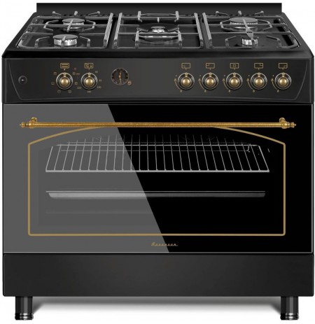 Ravanson KWGE-K90-6 TOP CHEF cooker Freestanding cooker Electric Gas Black