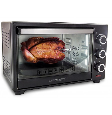 Mini oven with convection and a spit Esperanza NAPOLI EKO006 (Knob, 1600W, black color)