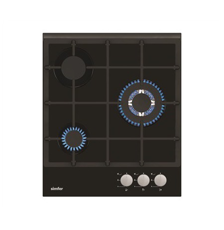 Simfer Hob H4.305.HGSSP Gas on glass Number of burners/cooking zones 3 Rotary knobs Black