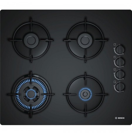 Gas cooktop BOSCH  POH6B6B10 (4 fields, black color)