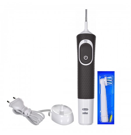 Brush for teeth Braun CrossAction Vitality 100 (electric, black color)