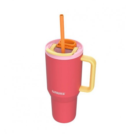 Thermal mug with telescopic straw Kambukka Rio Tumbler 950ml Pink Papaya