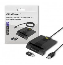 Qoltec 50632 Intelligent Smart ID chip card reader SCR-0632 | USB type C