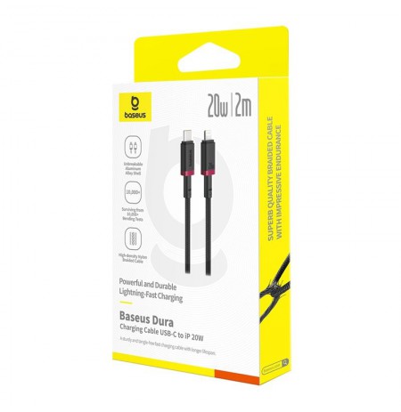 Baseus Dura Type C fast charging cable for iP 20 W 2 m Black, Red