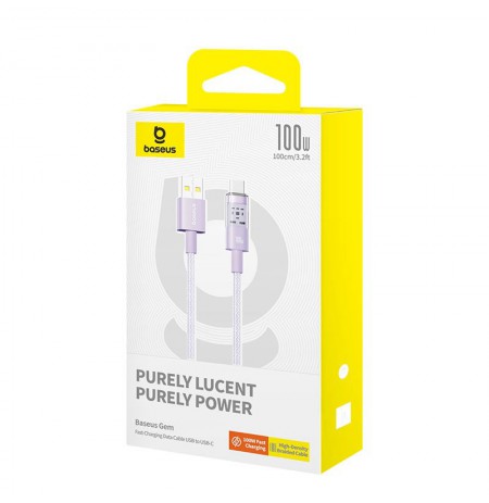 Baseus Gem USB A to USB C fast charging cable 1 m 100 W Purple