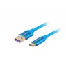 Cable Lanberg CA-USBO-21CU-0010-BL (USB 2.0 type A - USB type C , 1m, blue color)
