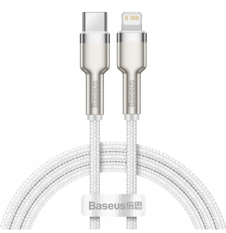 USB-C cable to Lightning Baseus Cafule, White, Power Delivery, 20W, 1m (white)