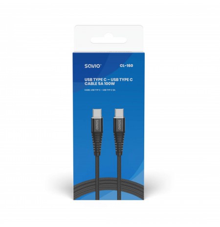 Savio CL-160 USB cable 2 m USB 2.0 USB C - USB C Black