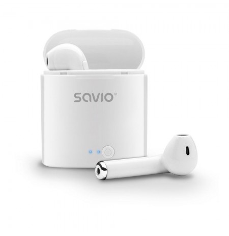 Headphones wireless SAVIO TWS-01 (in-ear, Bluetooth, wireless, with built-in microphone, white color