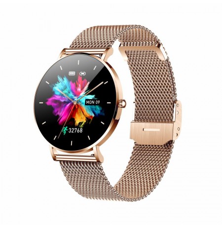 Smartwatch zegarek for woman Manta Alexa gold color + różowy pasek
