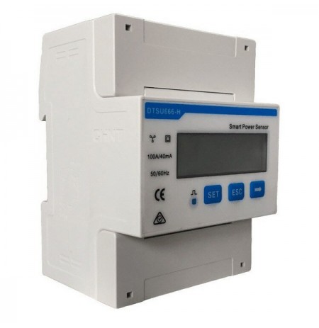 Energy meter, 3-phase, 3p4w, LCD display, measurement by transformers up to 250A, RS485 communication, TH rail mounting