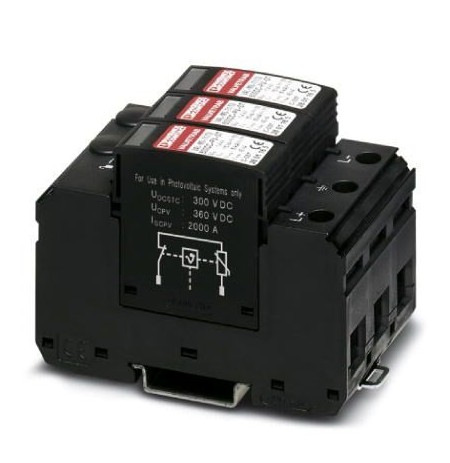 600V DC Surge Protective Device Type 1+2, Phoenix, PV PROTECTION VAL-MS-T1/T2 600DC-PC/2+V