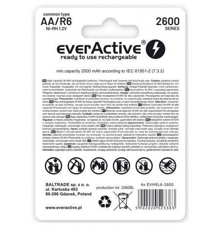 Battery everActive Professional line EVHRL6-2600 (2600mAh , Ni-MH)
