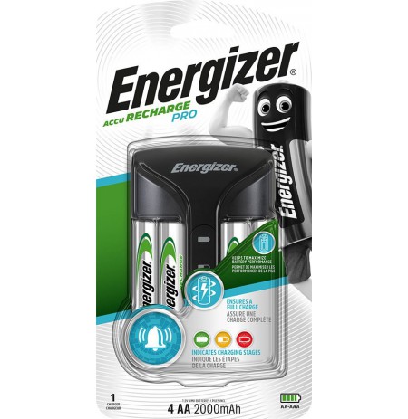Energizer Pro ACU HR6 POW battery charger + 2 AA 2000 mAh batteries