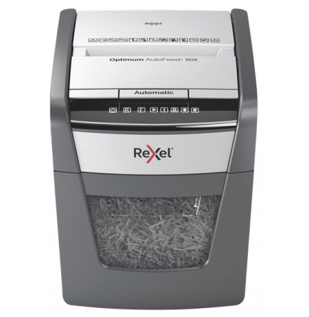 Rexel Optimum AutoFeed+ 50X paper shredder Cross shredding 55 dB 22 cm Black, Grey
