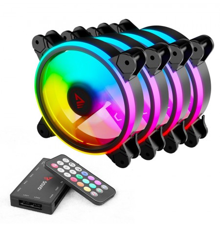 SAVIO FAN-01 4-pack 120mm ARGB fan including controller and remote control