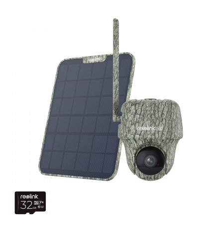 Reolink Go Series G450 with Solar Panel 2 - 4K 4G LTE PT Wildlife Cam, Animal Detection & Recognition, 360° View, 32GB microSD 