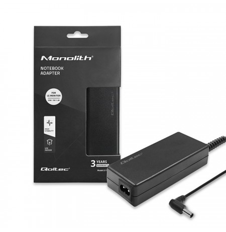 Qoltec 51774 Power adapter for LG monitor 25W | 1.3A | 19V | 6.5 * 4.4 + power cable