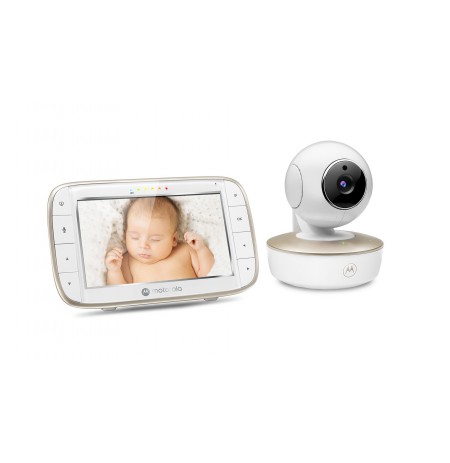 Motorola VM855 CONNECT 5.0” Portable Wi-Fi Video Baby Monitorwith Flexible Crib Mount, White/Gold Motorola | L | 5" TFT color 