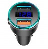 Maclean MCE375 Dual Car Charger with Display Cigarette Lighter Socket Aluminum Voltmeter USB 1x QC 3.0, USB 1x 5V/2.4A, RGB LED