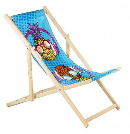 Classic beech deckchair GreenBlue GB183 with your own print