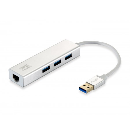 LevelOne Adapter USB3.0 -daugiau  GBit-LAN + USB3.0 Hub