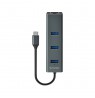 Savio AK-57 USB-C - 3 x USB-A HUB with RJ-45 Gigabit Ethernet adapter, 5000 Mbit/s, grey
