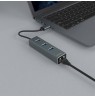 Savio AK-57 USB-A - 3 x USB-A HUB with RJ-45 Gigabit Ethernet adapter, 5000 Mbit/s, grey