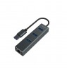Savio AK-57 USB-A - 3 x USB-A HUB with RJ-45 Gigabit Ethernet adapter, 5000 Mbit/s, grey
