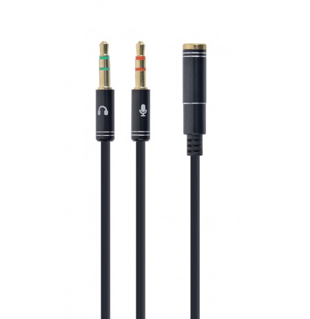Cable GEMBIRD CCA-418M (Mini Jack x2 M - 4-Pin, Jack stereo 3,5 mm F, 0,20m, black color)