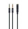 Cable GEMBIRD CCA-418M (Mini Jack x2 M - 4-Pin, Jack stereo 3,5 mm F, 0,20m, black color)
