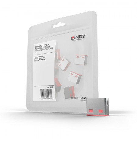 Lindy USB Port Blocker (without key) - Pack of 10, Pink