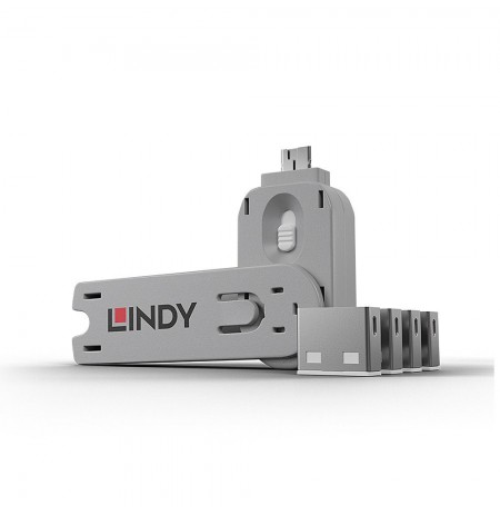 Lindy USB Port Blocker - Pack of 4, Colour Code: White