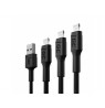 Green Cell Set 3x Ray Lightning Cable 30cm, 120cm, 200cm with white LED backlight, fast charging Apple 2.4A