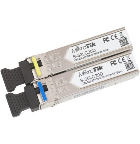 MikroTik Pair of SFP modules S-3553LC20D (S-35LC20D 1.25G SM 20km T1310nm/R1550nm + S-53LC20D 1.25G SM 20km T1550nm/R1310nm)
