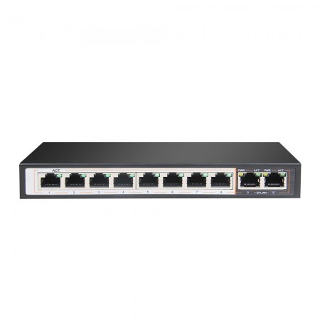 Extralink PERSES | Switch PoE | 8x Gigabit PoE/PoE+, 2x RJ45 Uplink Gigabit, 96W