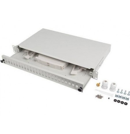 LANBERG 24XSC SIMPLEX / 24XLC DUPLEX RACK 19" 1U FIBER OPTIC DISTRIBUTION FRAME GRAY + ACCESSORIES