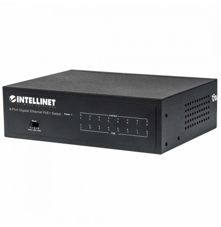 Intellinet 8-Port Gigabit Ethernet PoE+ Switch, IEEE 802.3at/af Power over Ethernet (PoE+/PoE) Compliant, 60 W, Desktop (Euro 2-