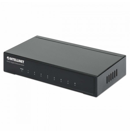 Intellinet 8-Port Gigabit Ethernet Switch, Metal (Euro 2-pin plug)