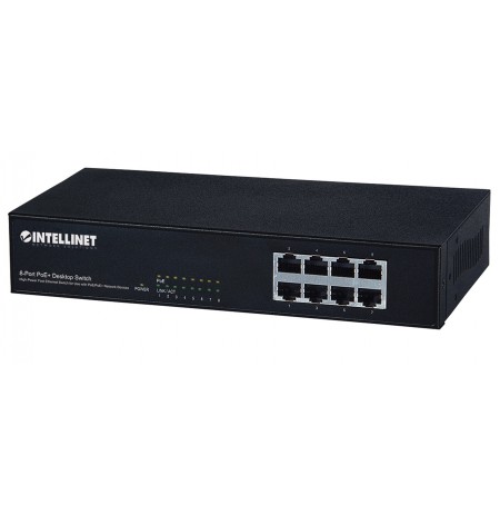 Intellinet 8-Port Fast Ethernet PoE+ Switch, 8 x PoE ports, IEEE 802.3at/af Power-over-Ethernet (PoE+/PoE), Endspan, Desktop, Bo