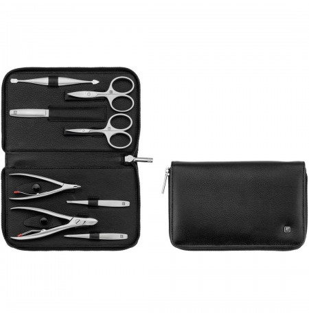 Zwilling Twinox Travel Set - Black Leather Case, 8 Pieces - Black