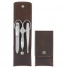 Zwilling Twinox Travel Set - Brown Leather Case, 3 Pieces - Brown