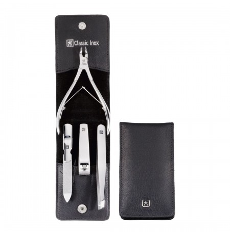 ZWILLING Classic Inox travel set 97438-004-0 - black leather case 4 pieces - black
